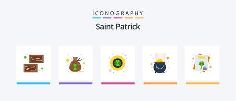 pack d'icônes saint patrick plat 5, y compris les cultures. Patrick. trèfle. chance. fortune. conception d'icônes créatives vecteur