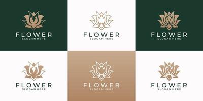 modèle de conception de logo de fleur de lotus de beauté. collection de logos de luxe pour l'image de marque, le spa, le salon et les soins de la peau. vecteur