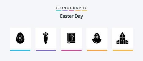pack d'icônes glyphe de pâques 5, y compris l'église. Oeuf. Bible. Pâques. bouilli. conception d'icônes créatives vecteur
