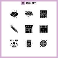 pack d'icônes vectorielles stock de 9 signes et symboles de ligne pour la construction de stylos roches code d'éducation éléments de conception vectoriels modifiables vecteur