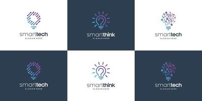 set collection smart tech logo design symbole lampe ampoule. vecteur