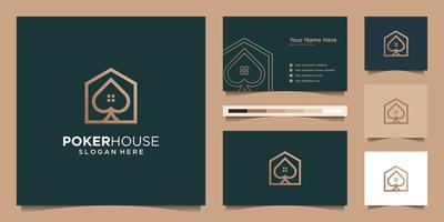 logo maison de poker moderne pour la construction, la maison, l'immobilier, le bâtiment, la propriété. modèle de conception de logo professionnel à la mode minimal et conception de carte de visite vecteur premium