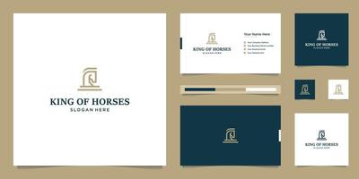 cheval royal élégant avec un design graphique élégant et un logo de design de luxe inspiré de la carte de visite vecteur