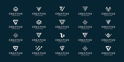 ensemble de création de logo lettre v initiale. symbole de conception de logo créatif pour votre entreprise, entreprise, produit, etc. vecteur