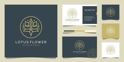 création de logo de fleur de lotus avec style d'art en ligne. les logos peuvent être utilisés pour le spa, le salon de beauté, la décoration, la boutique, les cosmétiques et le vecteur premium de carte de visite