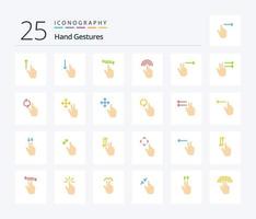 gestes de la main pack de 25 icônes de couleur plate, y compris la main. doigt. gestes. droite. main vecteur