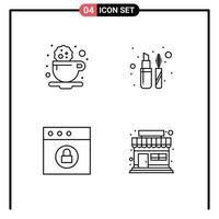 4 icônes créatives signes et symboles modernes des éléments de conception vectoriels modifiables du marché de la doublure de boisson de verrouillage de rupture vecteur