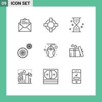 ensemble de 9 symboles d'icônes d'interface utilisateur modernes signes pour souris ordinateur sable pneus d'hiver éléments de conception vectoriels modifiables vecteur
