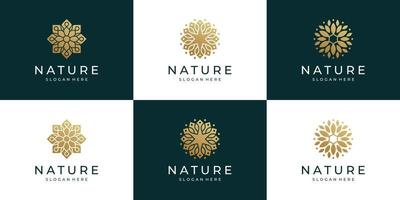 set collection flower logo design luxe peut être utilisé pour les salons de beauté, les décorations, les boutiques, les spas, le yoga, les cosmétiques et les produits de soins de la peau. vecteur