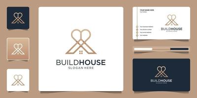 conception de logo d'amour ou de prêt immobilier et modèle de conception de carte de visite vecteur