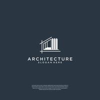 bâtiment logo avec liner concept architecture immobilier modèle de conception de logo vecteur