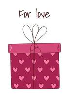 carte de voeux saint valentin avec une boîte-cadeau. illustration vectorielle vecteur