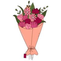 bouquet de fleurs dessiné à la main pour la saint valentin. éléments de conception pour affiches, cartes de voeux, bannières et invitations. vecteur