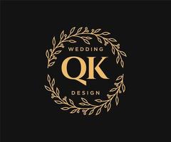 qk initiales lettre mariage monogramme logos collection, modèles minimalistes et floraux modernes dessinés à la main pour cartes d'invitation, réservez la date, identité élégante pour restaurant, boutique, café en image vectorielle vecteur