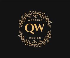 qw initiales lettre mariage monogramme logos collection, modèles minimalistes et floraux modernes dessinés à la main pour cartes d'invitation, réservez la date, identité élégante pour restaurant, boutique, café en image vectorielle vecteur