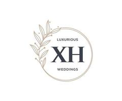 xh initiales lettre modèle de logos de monogramme de mariage, modèles minimalistes et floraux modernes dessinés à la main pour cartes d'invitation, réservez la date, identité élégante. vecteur