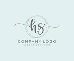 logo féminin hs initial. utilisable pour les logos nature, salon, spa, cosmétique et beauté. élément de modèle de conception de logo vectoriel plat.