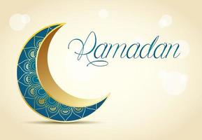 bannière de célébration du ramadan avec lune d'or