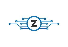 logo de la technologie de la lettre z. création de logo de réseau vecteur