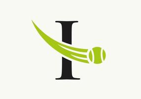 lettre i modèle de conception de logo de tennis. logo du club de l'académie des sports de tennis vecteur