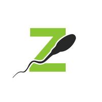 logo de sperme lettre z. logo médical de la banque de spermatozoïdes vecteur