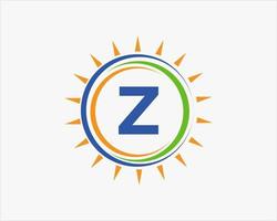 lettre z soleil logo. modèle de logo de l'industrie de l'agriculture électrique de ferme de panneaux solaires vecteur