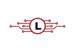 logo de la technologie lettre l. création de logo de réseau vecteur