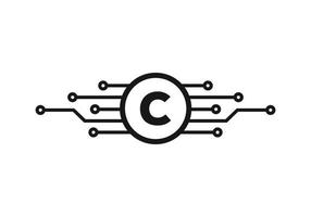 logo de la technologie de la lettre c. création de logo de réseau vecteur