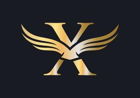 modèle de vecteur de conception de logo lettre x aile