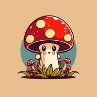 icône de champignon. illustration vectorielle d'une mascotte de logo d'agaric de mouche vecteur