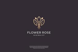 création de logo de fleur élégante minimaliste avec style d'art en ligne vecteur