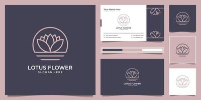 logo de fleur de lotus de luxe symbole de beauté de style d'art en ligne pour la conception de logo de spa, de yoga et de soins de beauté et carte de visite vecteur