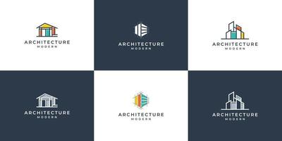 ensemble d'architecture de logo avec modèle immobilier de conception de logo de concept de doublure vecteur