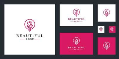 fleur rose logo design inspiration lignes simples vecteur