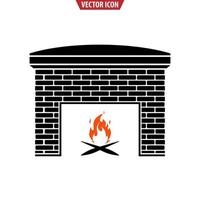 icône de la cheminée. feu, bois et cheminée. illustration vectorielle isolée. vecteur