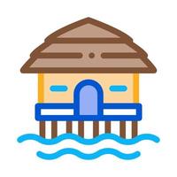 maison de bungalow sur le vecteur de ligne mince icône de l'eau