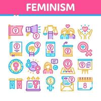 féminisme femme puissance collection icônes ensemble vecteur