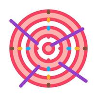 cible de tir à l'arc avec vecteur ligne mince icône flèches