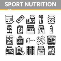 ensemble d'icônes vectorielles de fine ligne de cellules de nutrition sportive vecteur