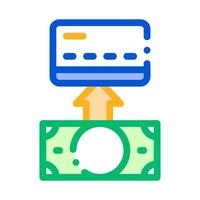 mettre de l'argent comptant sur l'icône de fine ligne de vecteur de carte