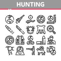 icônes de collection de matériel de chasse définies vecteur