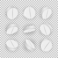 vecteur de pilules ou de médicaments médicaux 3d blancs