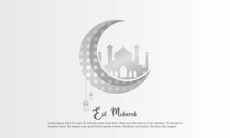 joyeux eid mubarak, fond de conception de couleur blanche de carte de voeux islamique avec ornement moderne islamique vecteur