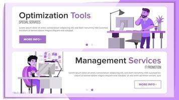 bannières horizontales vecteur de conception de site Web. interface métier. conception ux réactive. personnage de dessin animé. formulaire d'opportunité. illustration