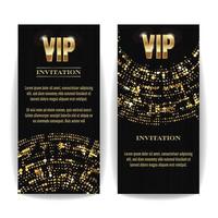 vecteur de carte d'invitation vip. dépliant d'affiche vierge premium de fête. modèle de conception en or noir. fond de modèle décoratif. lettres à facettes en mosaïque.