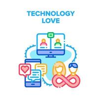 technologie amour relation vecteur concept couleur