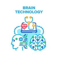 illustration de couleur de concept de vecteur de technologie du cerveau