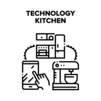 technologie cuisine équipement vector illustration noire