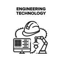 illustration noire de vecteur de système de technologie d'ingénierie