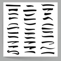 ensemble de lettrage à la main souligne les lignes isolées sur blanc, ligne de stylo d'illustration vectorielle. vecteur